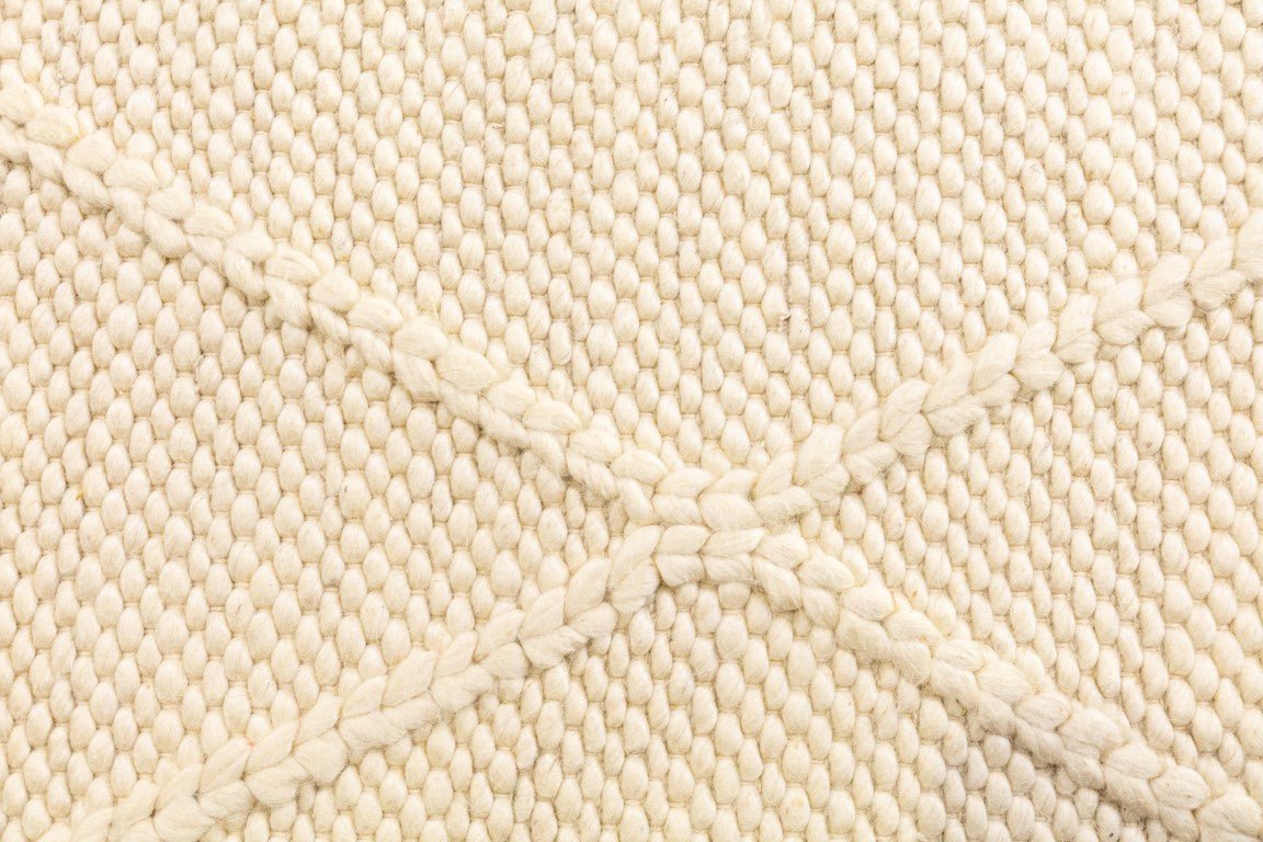 Cream wool rug textured loop pile close-up | Colombo Wool Rug 1271 Cream Textured Woven Living Room Rug - Rugs Point Australia