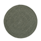 Olive green round area rug close-up with flat woven texture