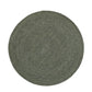 Olive green round area rug with flat woven texture