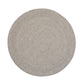 Light gray round area rug with even textured pile