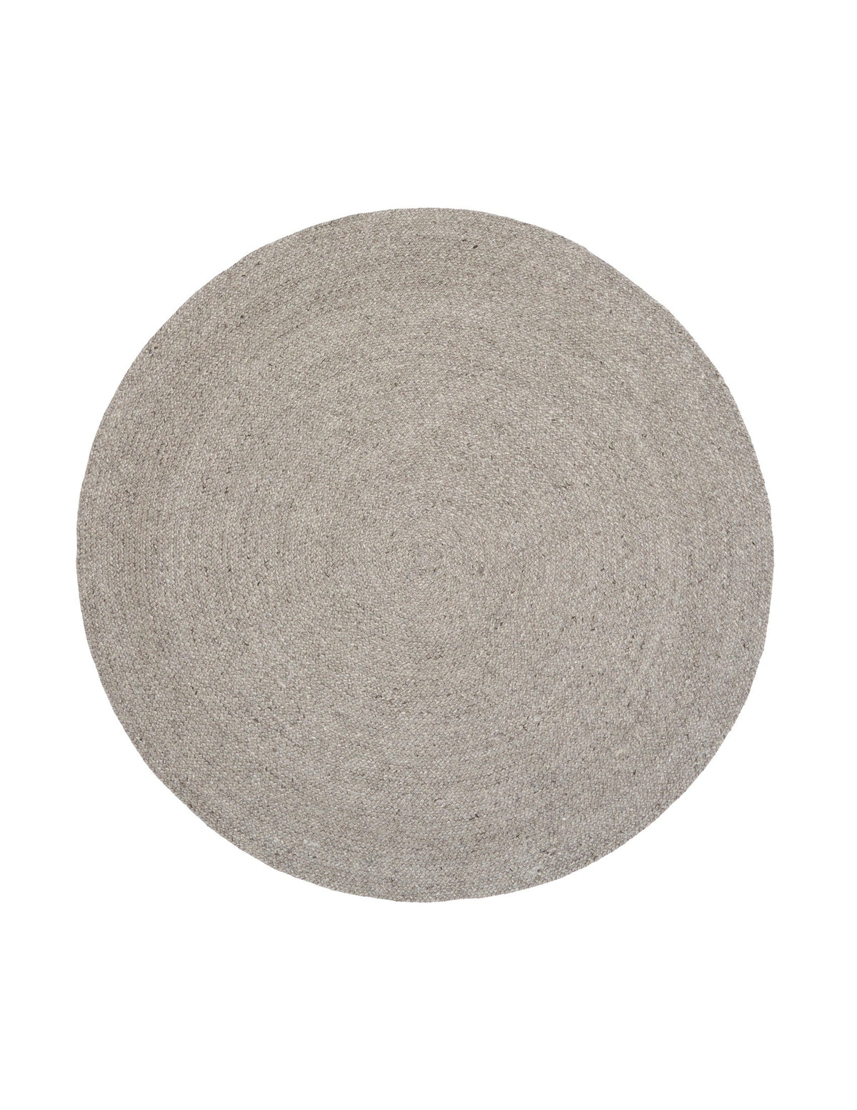 Light gray round area rug with even textured pile