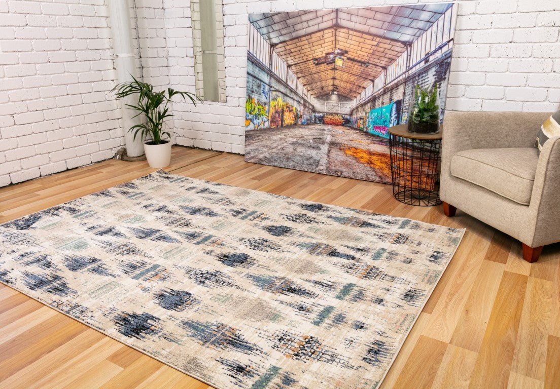 Cozy Contemporary Rug 5439 Blue Beige.