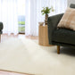 Cream area rug with subtle border, laid flat in a living room setting | Eclipse Shanghai White Modern Abstract Floor Rug - Rugs Point Australia