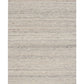 Smoke grey wool area rug, flat woven with subtle speckles and thin banding