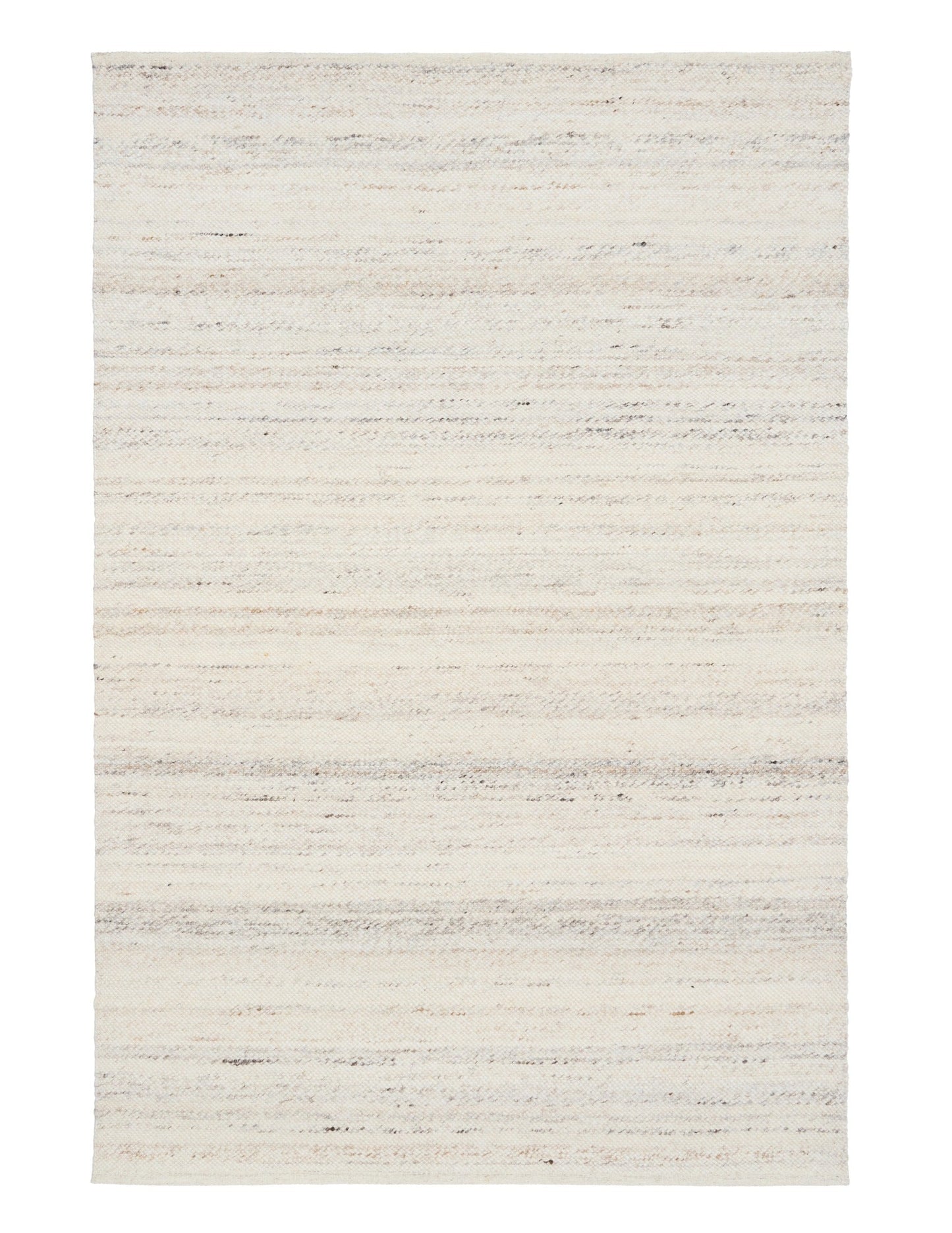 White wool rug with subtle horizontal weave and speckled texture
