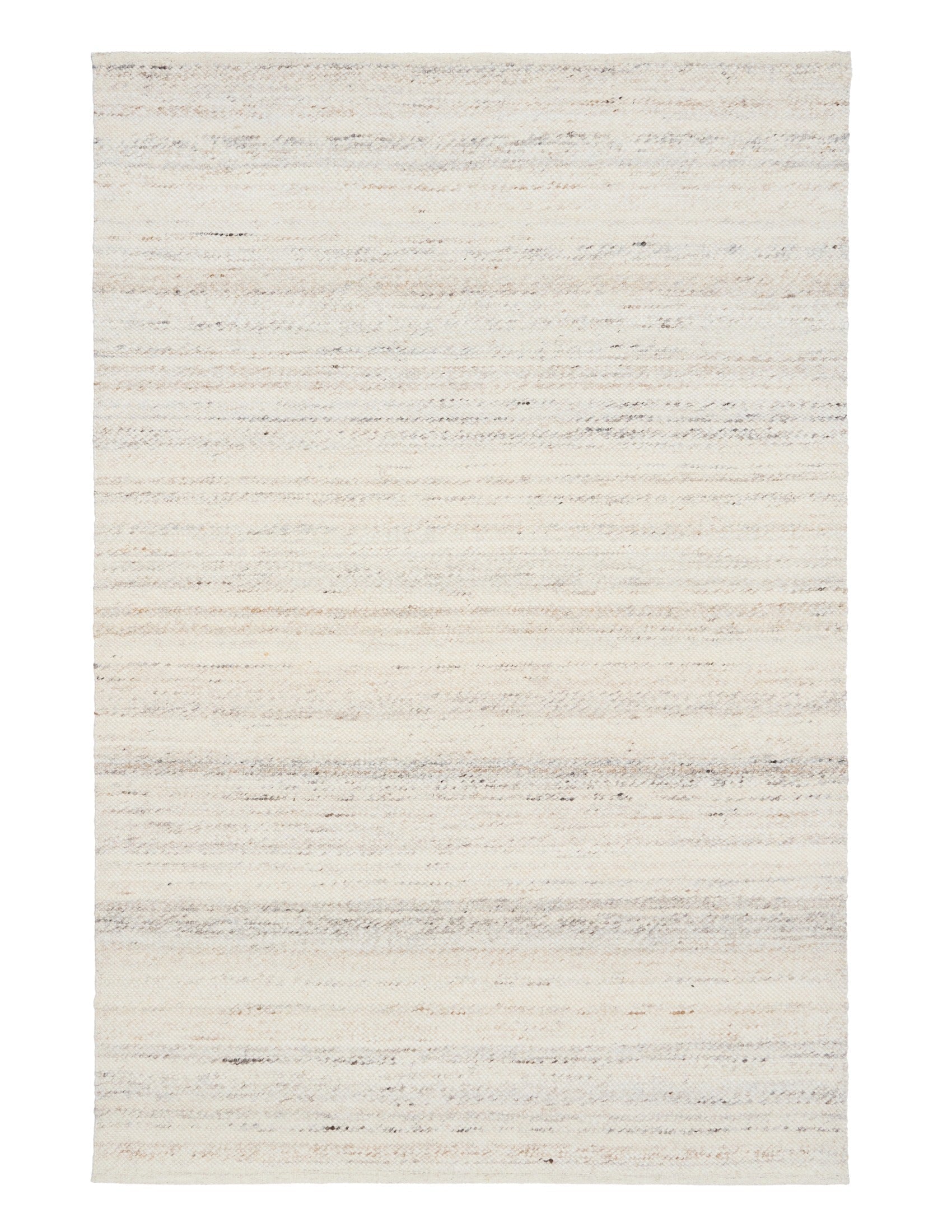 White wool rug with subtle horizontal weave and speckled texture