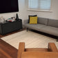 White textured wool area rug with low-pile flatweave look