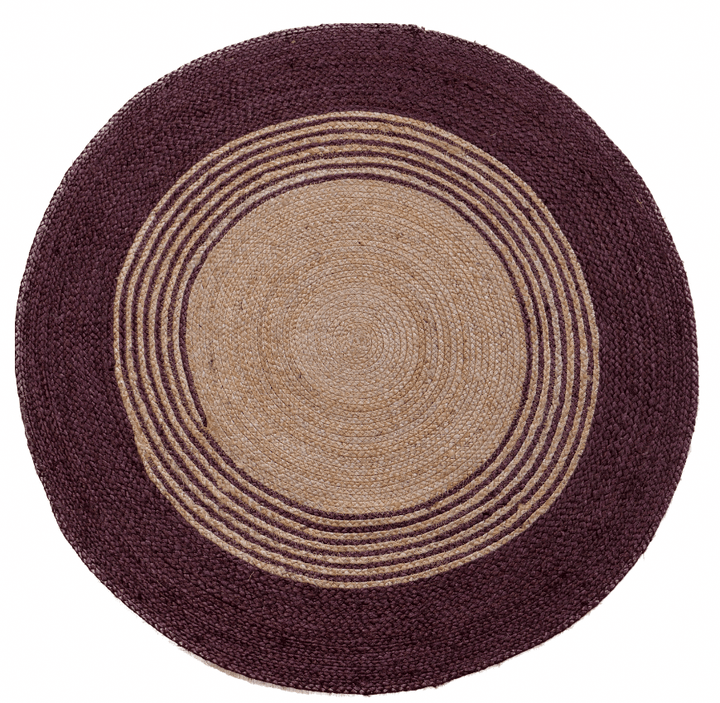 Purple Hand-Woven Natural Jute Round Rug , Juno 456 - rug image 2