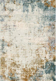 Cream and blue abstract area rug with distressed horizontal pattern | Kali Excellent Rug Cream Blue 2165 Modern Abstract Polypropylene Area Rug - Rugs Point Australia