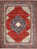 Red and navy patterned Kashan rug with geometric medallion and border | Kashan Best Quality Rug NS7 O Modern Polypropylene Area Rug - Rugs Point Australia