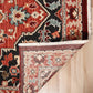 Luxury wool rug corner close-up with red, cream, navy motifs and fringed edge | Kashan Luxury Wool Rug 4929 X Modern Abstract Living Room Rug - Rugs Point Australia