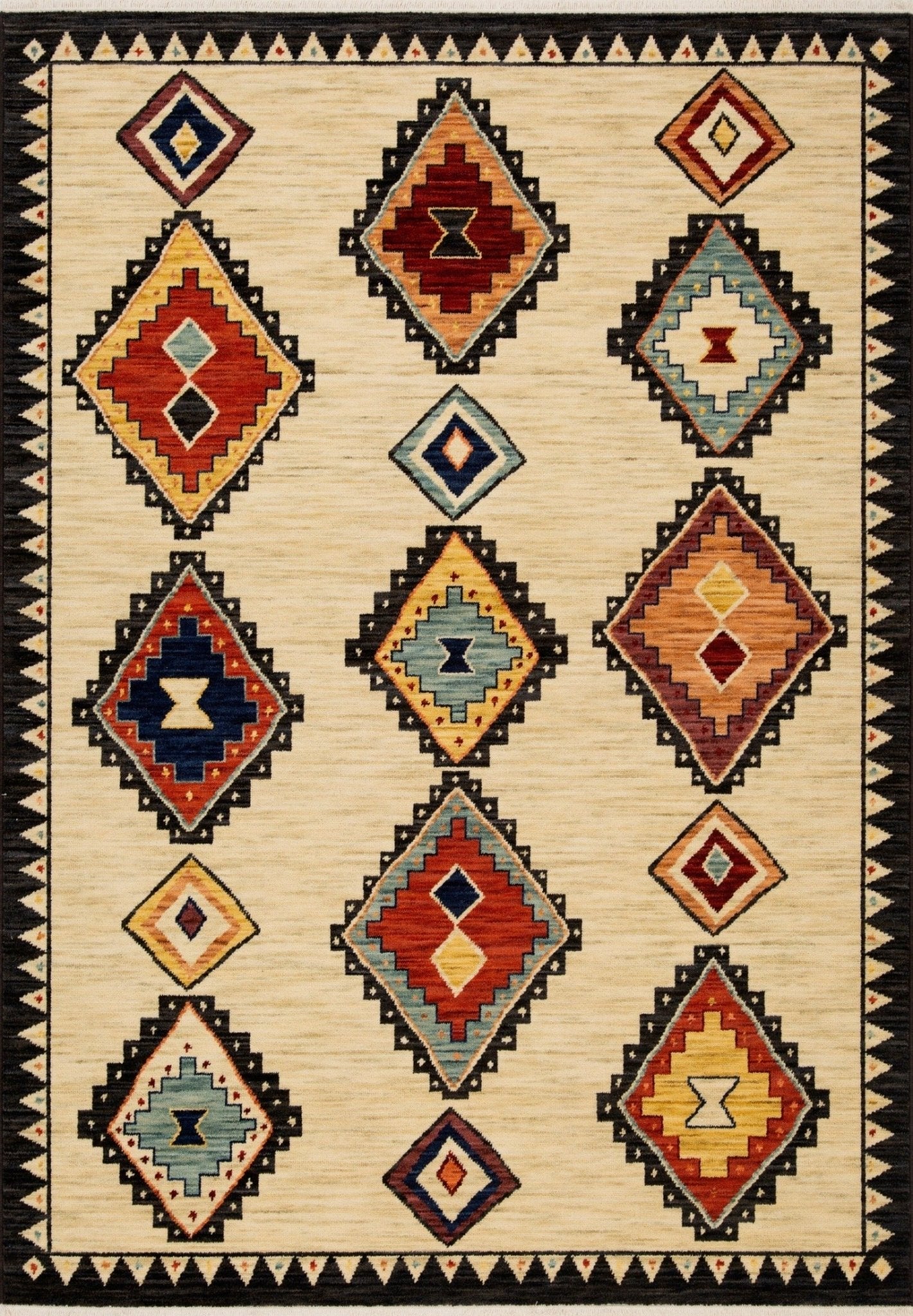 Kashan rug J with cream ground and multicolor diamond medallion pattern | Kashan Topof the Range Rug  J Contemporary Floor Rug - Rugs Point Australia