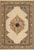 Vibrant Kashan-style area rug with beige center and multicolor geometric border | Kashan Vibrant colour rug  W Modern Abstract Polypropylene Area Rug - Rugs Point Australia