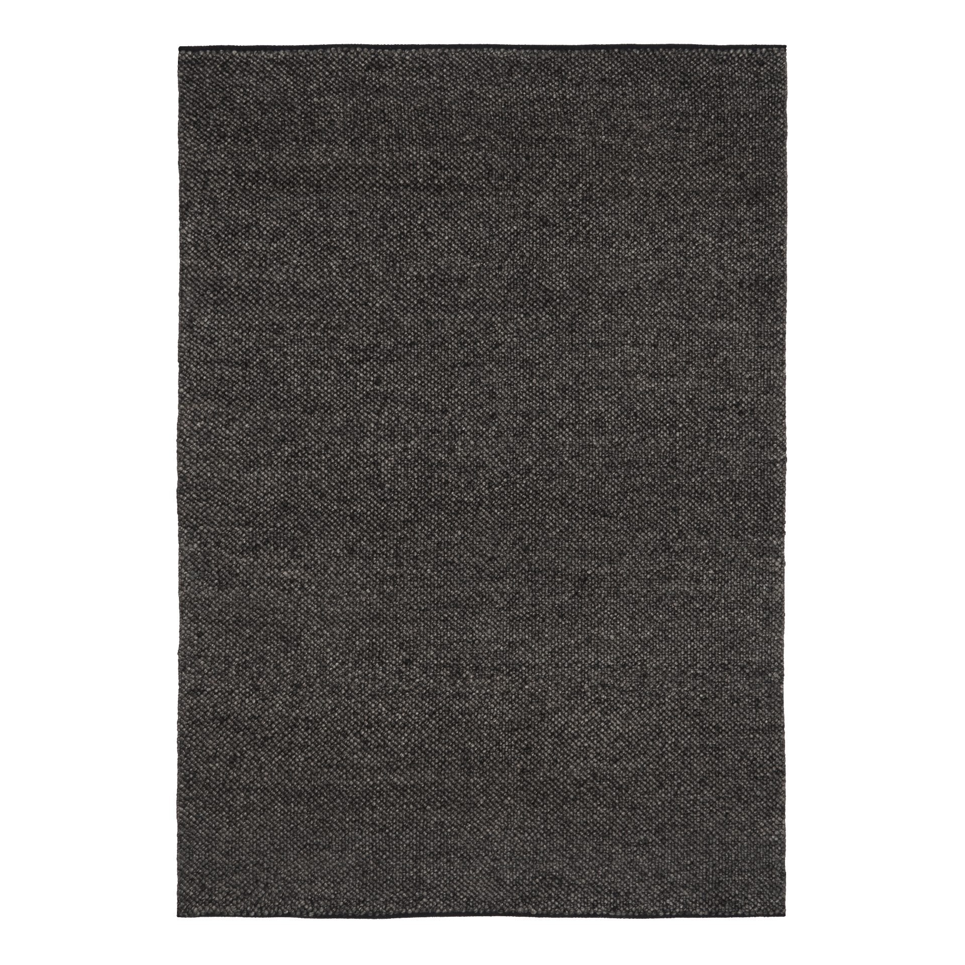 Charcoal textured area rug, flat weave pattern, rectangular