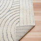 Marli Soft living room rug corner edge with ivory backing and light grey curved lines | Marli Soft Living room rug 12417 Ivory Light Grey Modern Abstract Living Room Rug - Rugs Point Australia