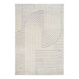 Marli Soft living room rug with ivory and light grey patchwork lines and curves | Marli Soft Living room rug 12417 Ivory Light Grey Modern Abstract Living Room Rug - Rugs Point Australia