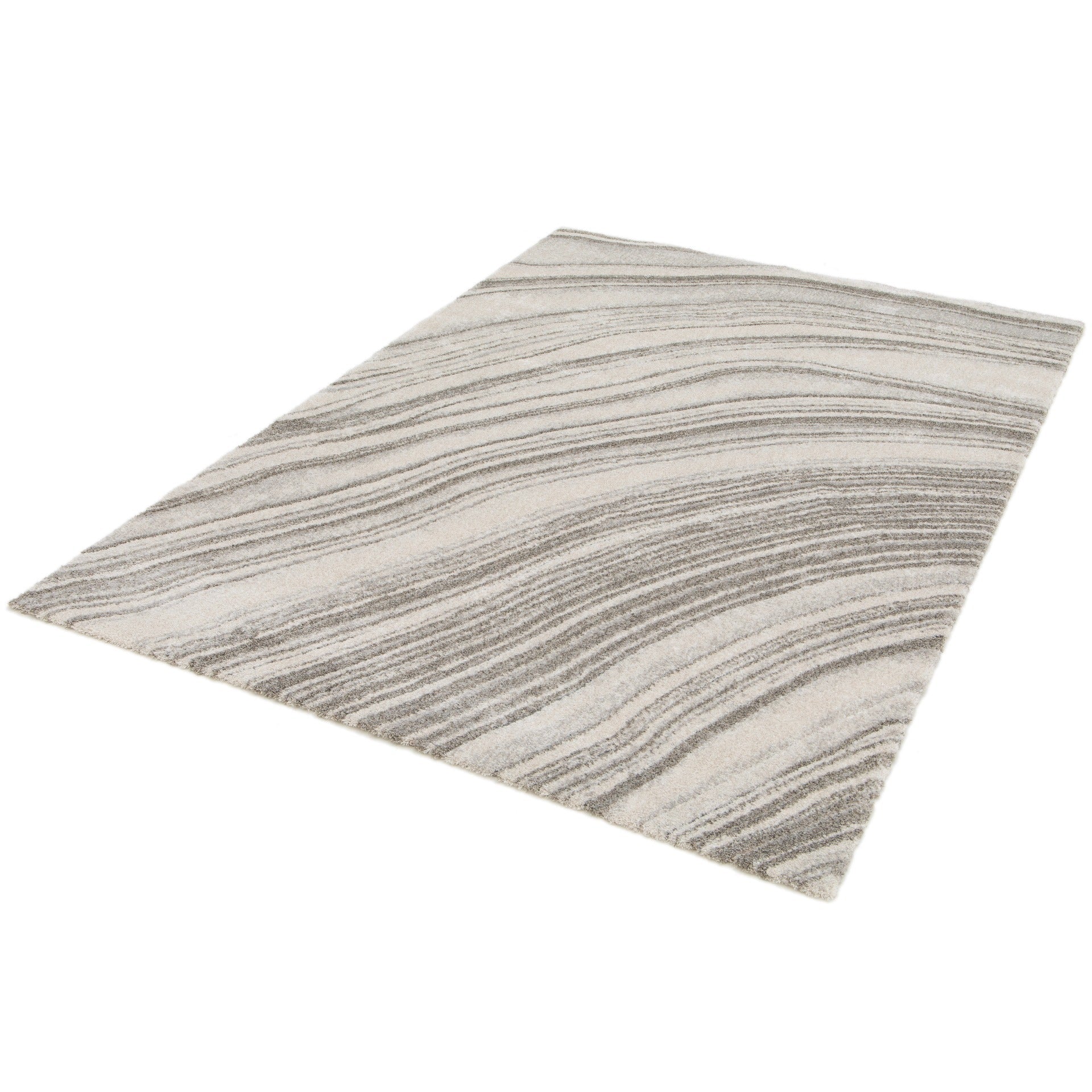 Light gray and dark gray striped area rug with flat, woven look | Odessa 64607 382 Modern Abstract Living Room Rug - Rugs Point Australia