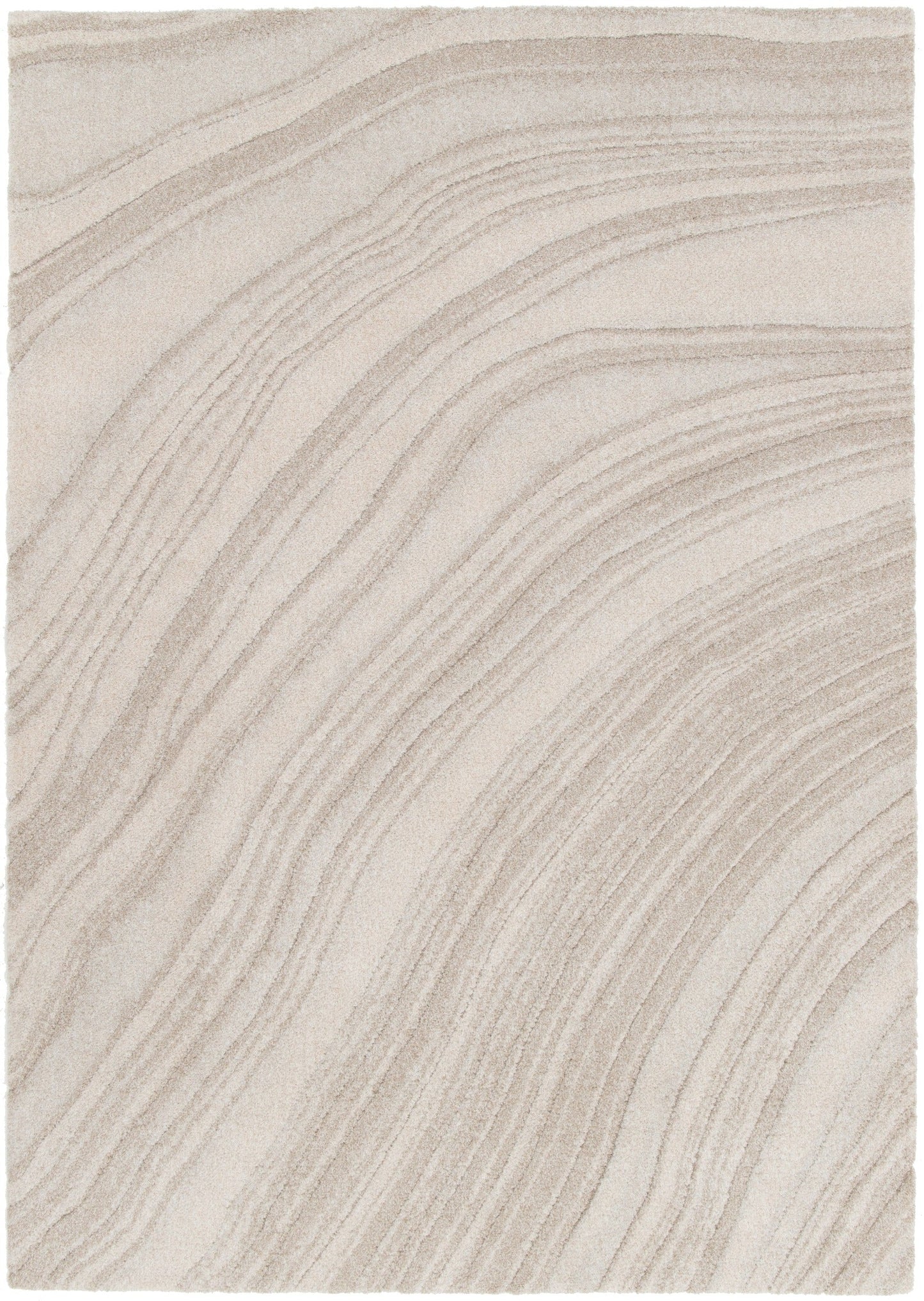 Beige area rug close-up showing layered wavy stripe lines | Odessa 64607 561 Modern Polypropylene Area Rug - Rugs Point Australia