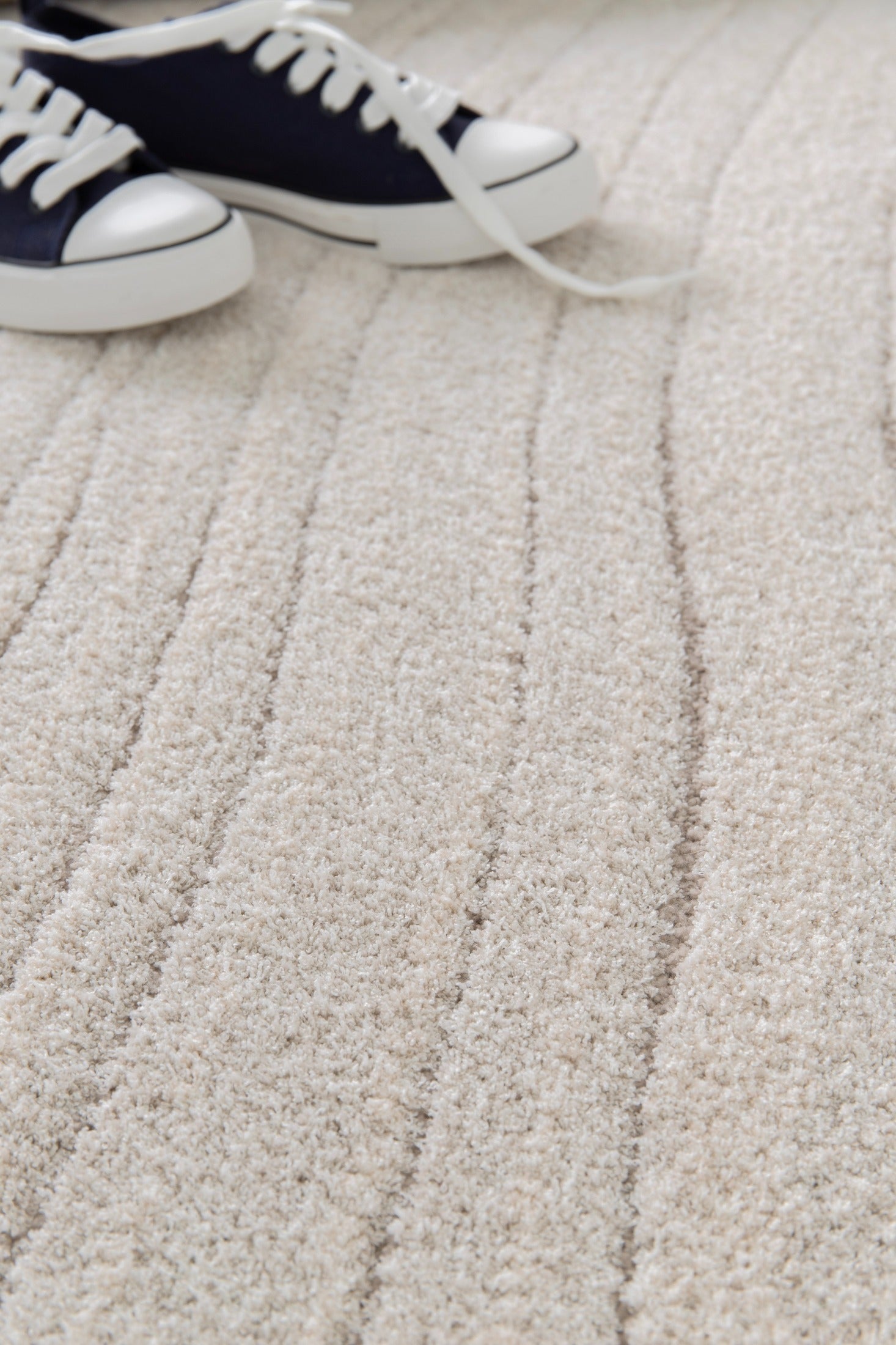 Light beige area rug with low pile and subtle diagonal stripe texture | Odessa 64607 571 Modern Abstract Floor Rug - Rugs Point Australia