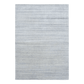 Blue-gray wool floor rug with flat woven stripes, rectangular design