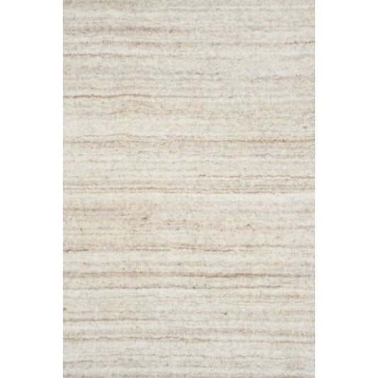 Beige wool rug close-up texture with horizontal stripe pattern