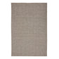 Rectangular woven outdoor rug with small repeating dot pattern, light brown and gray