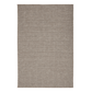 Rectangular woven outdoor rug with small repeating dot pattern, light brown and gray