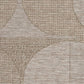 Beige rug close-up showing textured weave and stitched geometric design