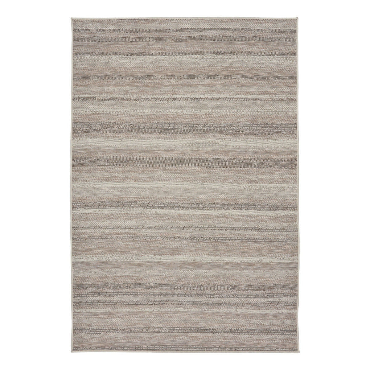 Patio 900 linen rug with vertical stripe weave in beige and gray
