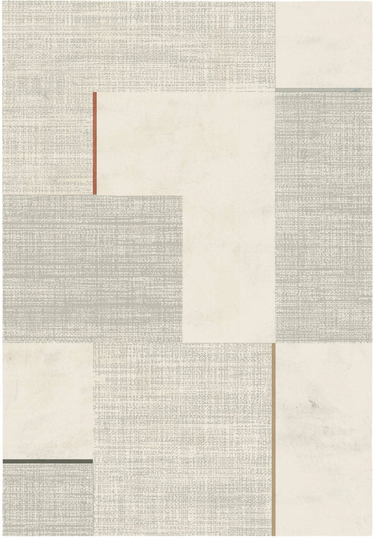 Large area rug with geometric block pattern in grey and ivory | Prudence floor large carpet Rug  17255 Grey Ivory Modern Abstract Floor Rug - Rugs Point Australia