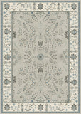 Almond floor rug with light botanical pattern and blue floral border | Prudence floor Rug 17204 Almond Contemporary Polypropylene Area Rug - Rugs Point Australia