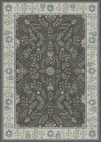 Large rug with light floral border and central medallion on a dark background | Prudence Large rug 17204 Khaki Contemporary Floor Rug - Rugs Point Australia