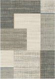Grey-blue and cream patchwork rug with textured geometric blocks | Prudence Rug  17255 Grey Blue Modern Abstract Polypropylene Area Rug - Rugs Point Australia
