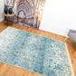 Sky blue area rug with distressed abstract pattern | Raffia 7444 Sky Modern Polypropylene Area Rug - Rugs Point Australia