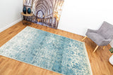 Sky blue area rug with distressed abstract pattern | Raffia 7444 Sky Modern Polypropylene Area Rug - Rugs Point Australia