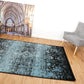 Raffia floor rug dark blue abstract design with low pile texture | Raffia Floor Rug 7444 Ink Modern Abstract Living Room Rug - Rugs Point Australia