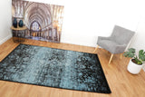 Raffia floor rug dark blue abstract design with low pile texture | Raffia Floor Rug 7444 Ink Modern Abstract Living Room Rug - Rugs Point Australia