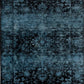 Raffia floor rug in dark blue with abstract distressed pattern and thin border | Raffia Floor Rug 7444 Ink Modern Abstract Living Room Rug - Rugs Point Australia