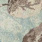 Textured sea blue rug with beige and brown leaf motifs | Raffia Medium Rug 5507 Sea Textured Woven Floor Rug - Rugs Point Australia