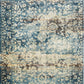 Sky blue floral and medallion raffia rug with ornate border, full view | Raffia Rug 0444 Sky Textured Woven Floor Rug - Rugs Point Australia