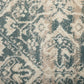 Raffia rug close-up with teal and cream geometric damask motif | Raffia rug 1804 Frost Vintage Traditional Floor Rug - Rugs Point Australia