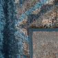 Blue rug edge with dark binding and woven texture, beige diamond details | Raffia Rug 2367 Blue colour Modern Abstract Floor Rug - Rugs Point Australia