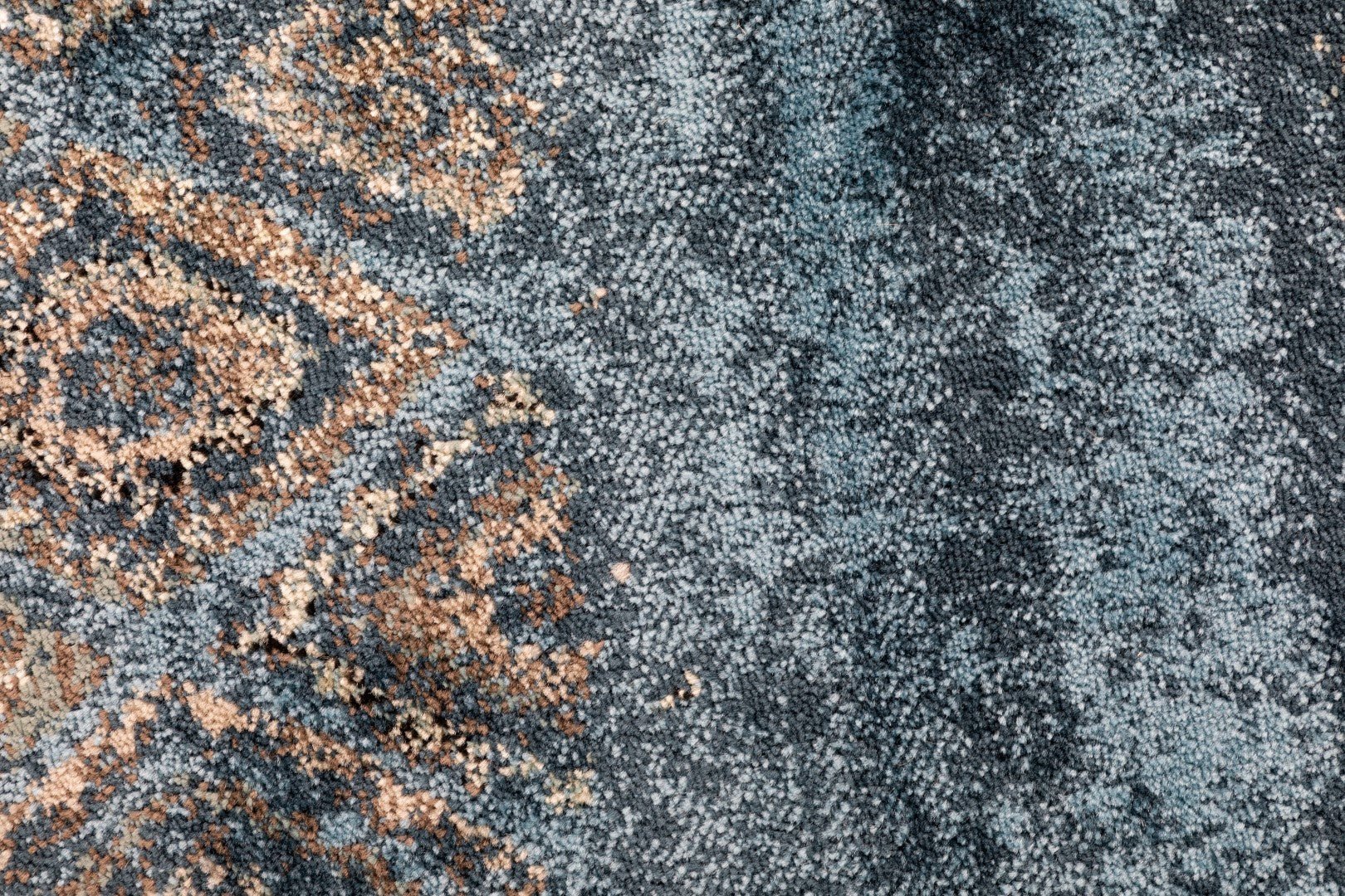Close-up of blue rug texture with scattered beige diamond motif | Raffia Rug 2367 Blue colour Modern Abstract Floor Rug - Rugs Point Australia