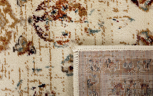 Ivory rug mat corner with detailed border and visible woven edge stitching | Raffia Rug mat 1332 Ivory Textured Woven Floor Rug - Rugs Point Australia
