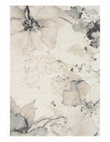 Square beige rug with blue-gray botanical floral pattern | Reims  Floral Beige Modern Belgian Recycled Polyester Area Rug Modern Abstract Floor Rug - Rugs Point Australia
