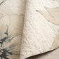 Beige rug corner with blue-gray floral print and woven texture | Reims  Floral Beige Modern Belgian Recycled Polyester Area Rug Modern Abstract Floor Rug - Rugs Point Australia