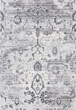 Traditional area rug in light stone gray with dark floral medallion and geometric border motifs | Salona elegent traditional rug 5561 E Stone Vintage Traditional Polypropylene Area Rug - Rugs Point Au