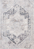 Thick traditional rug in stone gray with ornate medallion and decorative border | Salona thick traditional rug8021 E Stone colour Modern Polypropylene Area Rug - Rugs Point Australia