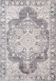 Grey traditional area rug with ornate central medallion, geometric motifs, and patterned border | Salona Traditional rug 2063 L Grey colour Vintage Traditional Polypropylene Area Rug - Rugs Point Aust