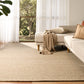 SAVOY BROWN beige area rug with textured surface, flatweave pattern